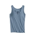 thumbnail image 4 of Tanghaowl Tank Tops for Women, Plus Size Tank Top With Built In Bra Wide Straps Support Comfort Summer Casual Wear Light Blue XL, 4 of 5