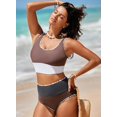 thumbnail image 2 of 2 Piece Bikini Set for Women Color Block 2025 Sporty Longline Swim Top with High Waisted Swimsuit Bottom, 2 of 6