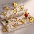thumbnail image 2 of Anillos de piedra de ópalo de acero inoxidable para mujer, chapado en oro, sol, estrella, boda, pareja, anillo ajustable, joyería estética, envío gratis, 2 of 4