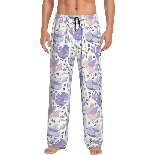 Balery Lavender Flowers Pantalones de pijama para hombre, pijama ultraligero, pantalón de descanso-Large