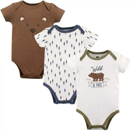 UPC: 0660168514384 | Hudson Baby Infant Boy Cotton Bodysuits 3pk Bear 0-3 Months