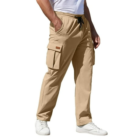FANGMONE Joggers for Men Plus Size High Waist Joggers Lounge with Pockets Wide Leg Joggers with Pockets Tall Cargo Workout Joggers Mens Scrub Bottoms Joggers Mens Clothes Clearance Sale