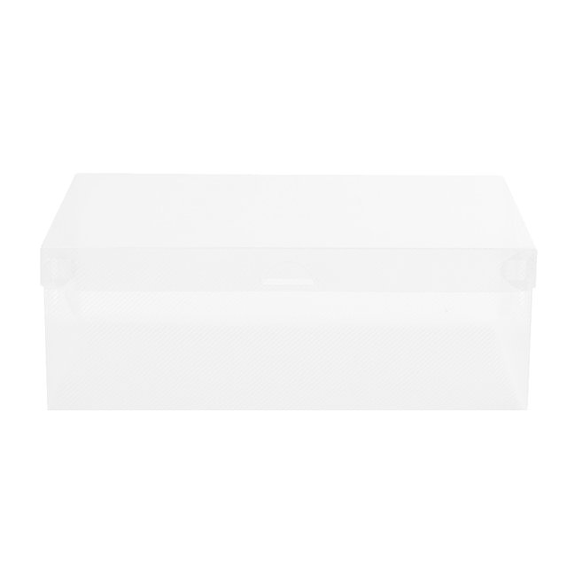 Candy Color Transparent Plastic Shoe Storage Box Stackable Organizer Case 2pcs (White)
