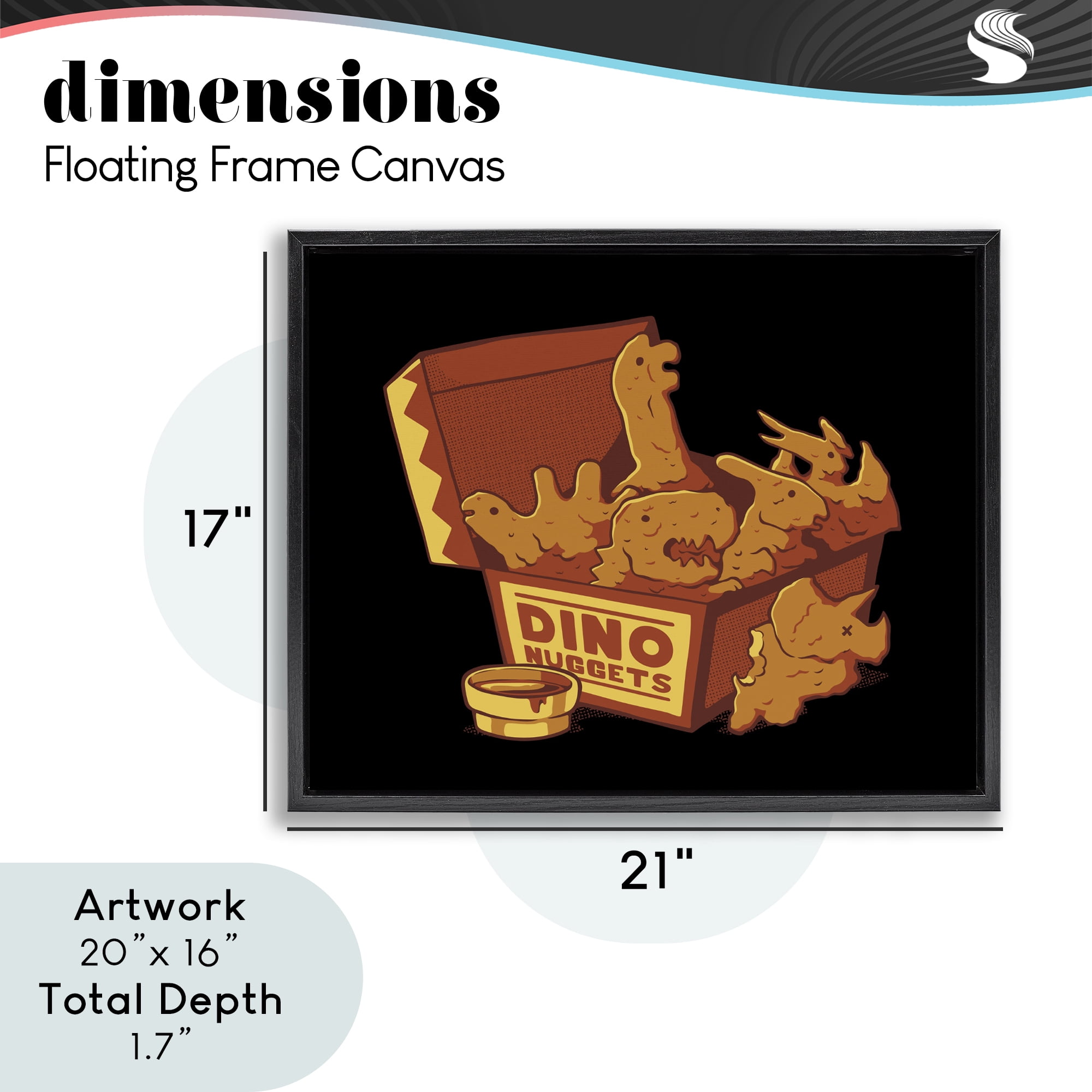 Stupell Industries Dino Nuggets with Sauce Black Framed Floater Canvas Wall Art, design by Tobe Fonseca