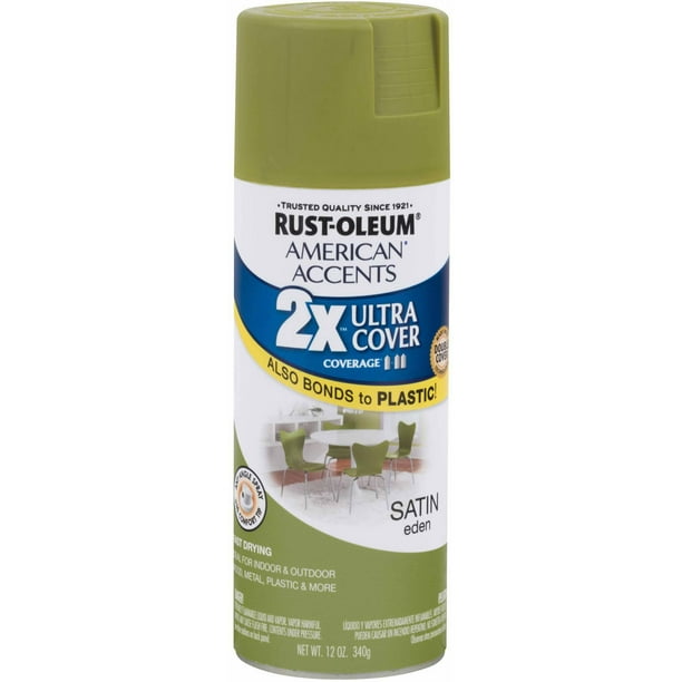 RustOleum American Accents Ultra Cover 2X Satin Spray Paint & Primer, Eden, 12 Oz. Walmart