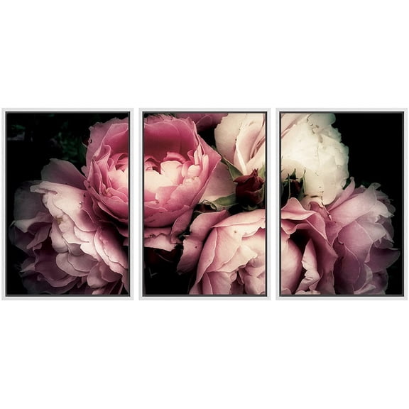 wall26 Framed Canvas Print Wall Art Set Bouquet of Blush Pink & White Peonies Flower Nature Photography Realism Rustic Colorful Multicolor Ultra for Living Room, Bedroom, Office - 16"x24&quo