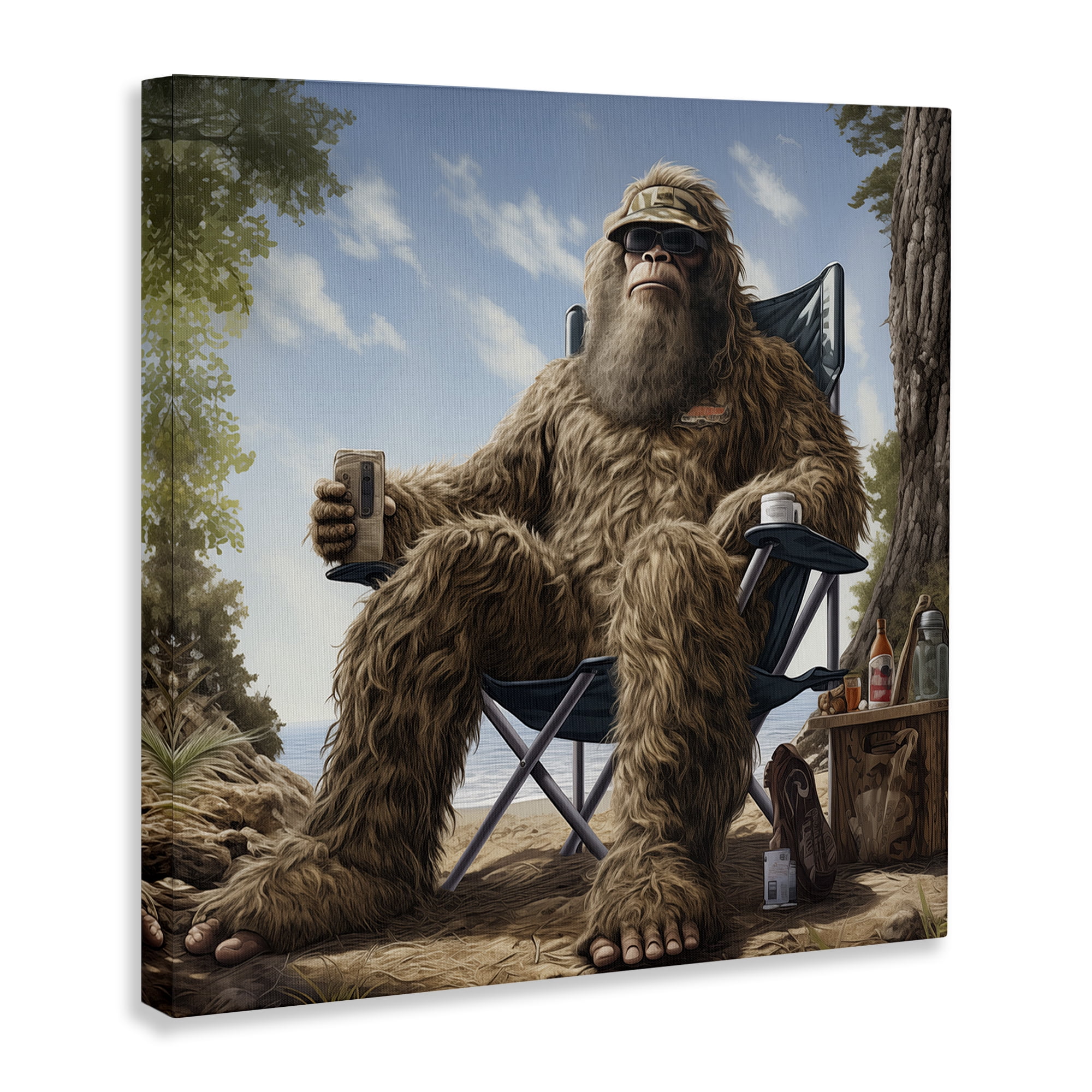 Stupell Industries Mythical Monster on Beach Fairy Tales & Fantasy Painting Gallery Wrapped Canvas Art Print Wall Art, 36 x 36