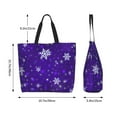 thumbnail image 5 of Bingfone Canvas Tote Bag for Women with Inner Pocket Aesthetic Cute Shopping Tote Bags Reusable Grocery Bags- Dark Purple Snowflakes, 5 of 8