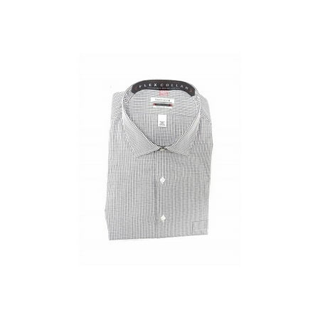 Van Heusen Mens Size X-Large 17-17.5 (34/35) Regular Flex Collar Long Sleeve Dress Shirt, Black/White/Check