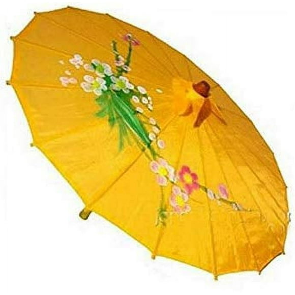 JapanBargain 2197, 32" Chinese Parasol Japanese Wagasa Sun Shade Umbrella Beach Umbrella for Cosplay Photography Dancing Wedding Party and Home Decoration, Light Orange Color, Pack of 6