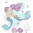 thumbnail image 3 of Mermaid Duvet Cover Set, Cartoon of Underwater Couple with Fish Tails, Decorative 3 Piece Bedding Set with 2 Pillow Shams, Calking Size, Lilac Pale Blue, by Ambesonne, 3 of 3