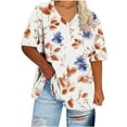 thumbnail image 3 of Women's Plus-Size V-Neck Short Sleeved Printing Base Shirt, 3 of 4