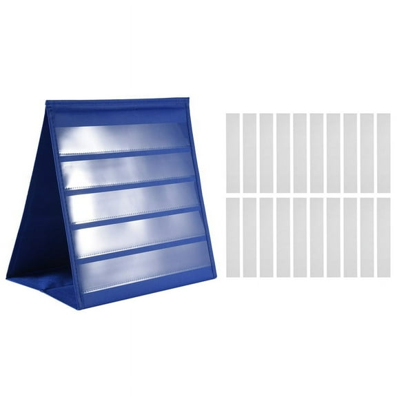 Tabletop Desktop Pocket Chart Table Top With Bonus 20X Dry Erase Cards,Desktop Tabletop Teaching Pocket Chart Double Sided And Self-Standing (13 Inches X 12 Inches)