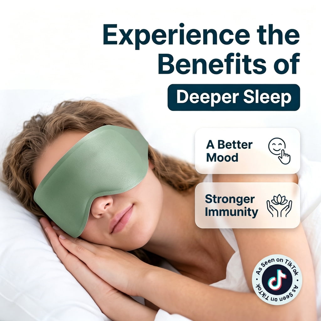 Weighted Sleep Mask, 100% Blackout for Deeper Sleep, 3D Contoured Eye Mask for Sleeping, Zero Eye Pressure, Soft Breathable Fabric, Full Coverage Strap for Home, Travel, Nap, for Women and Men