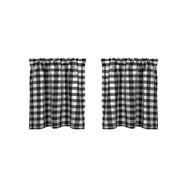 Plaid Kitchen Art Curtain Curtains Window Drapery Modern Minimalist Style Simple Fashion Home Decoration Valance