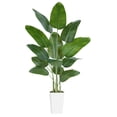 thumbnail image 2 of 7ft Artificial Bird of Paradise Plant, Synthetic Banana Leaf Tree with Textured Wavy White Pot for Home Decor, Perfect Silk Floor Plant, 2 of 7