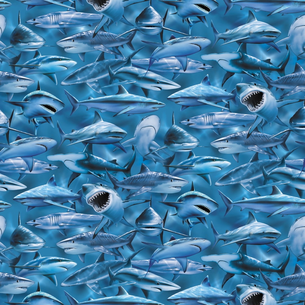 Shark Feeding Frenzy Great White Diving Premium Roll Gift Wrap Wrapping Paper 