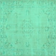 thumbnail image 1 of Ahgly Company Machine Washable Indoor Square Abstract Turquoise Blue Contemporary Area Rugs, 8' Square, 1 of 4