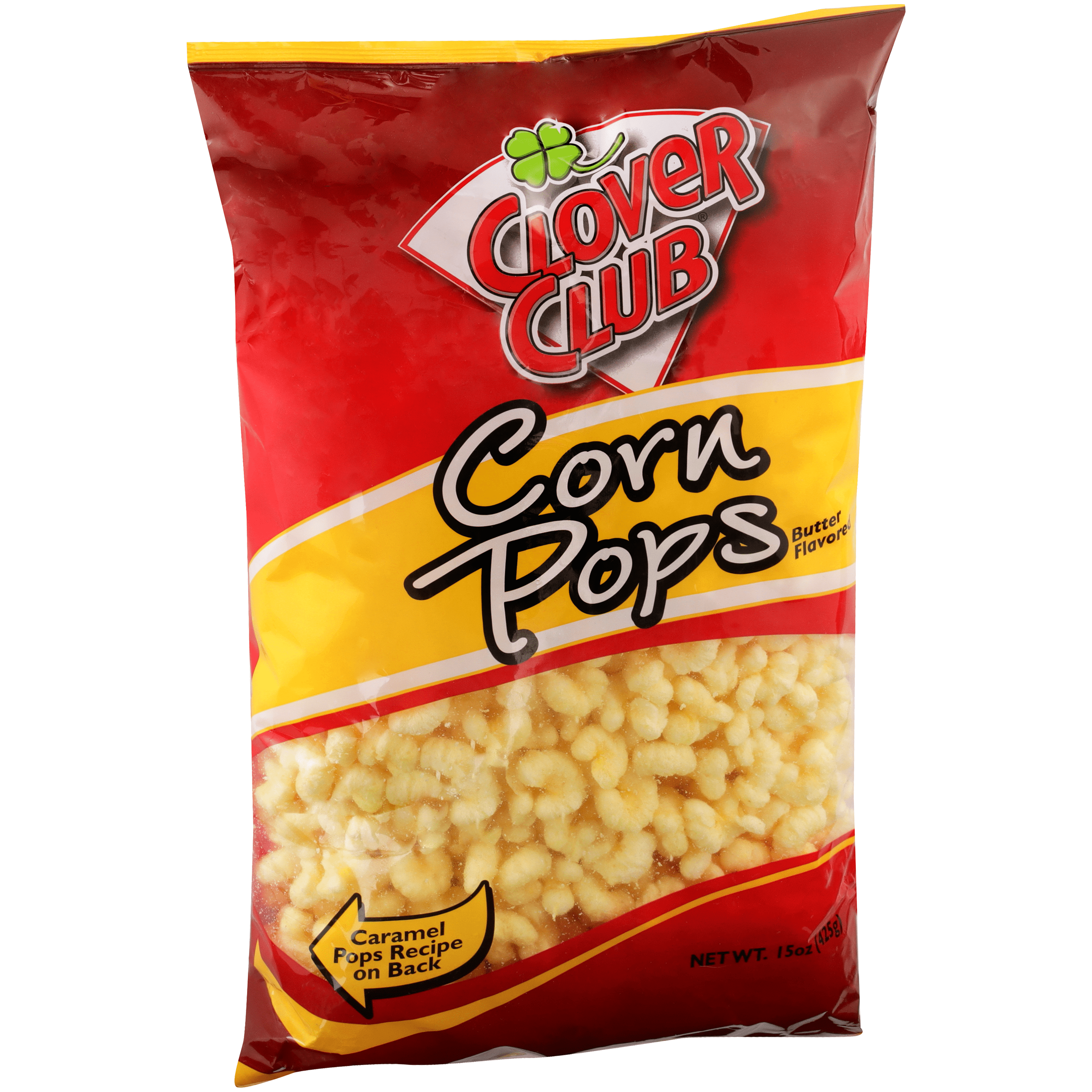 Clover Club Corn Puff Pops - Puffed Corn - Butter Flavored - Net Wt. 15oz