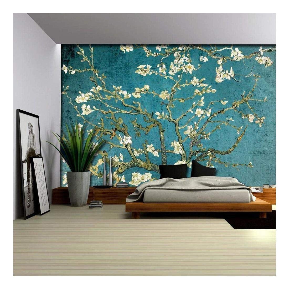 wall26 Vibrant Teal Gradient Almond Blossom by Vincent Van Gogh