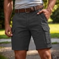 thumbnail image 3 of Cargo Shorts for Men 7 inch Inseam Lightweight Summer Workout Hiking Shorts Pull On Baggy Casual Outdoor Work Short,Dark Gray,3XL, 3 of 10