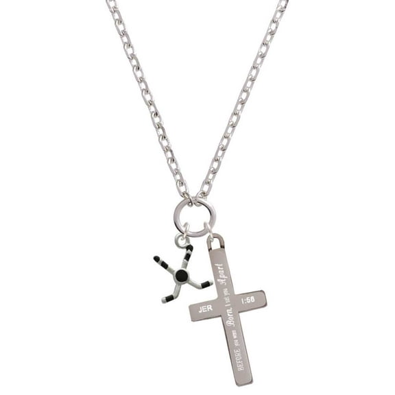 Delight Jewelry Silvertone Hockey Sticks with Puck I Set You Apart Engraved Cross Zoey Necklace, 28"