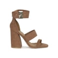 thumbnail image 2 of Women's Faux Suede Triple Band Open Toe Chunky Heel 19824, 2 of 6