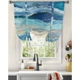 thumbnail image 3 of Blue Coastal Tie Up Curtains for Kitchen Bathroom Bedroom Windows 45 Inch Length, Spring Summer Ocean Beach Nautical Sea Wave Balloon Drape Curtains Shade Rod Pocket Drapery Curtain Panel, 42"x45", 3 of 7
