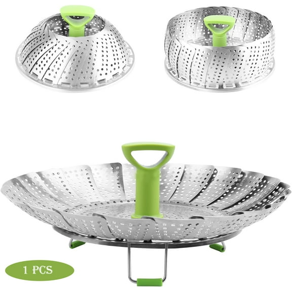 Steamer Basket Stainless Steel Vegetable Steamer Basket Folding Steamer Insert for Veggie Fish Seafood Cooking, Expandable to Fit Various Size Pot