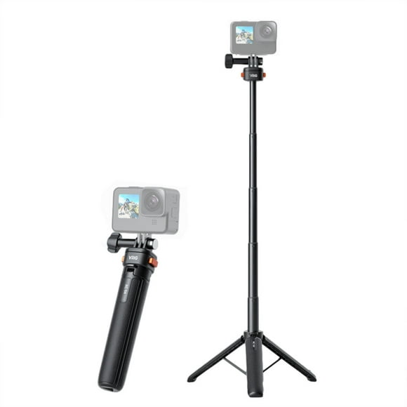VRIG AC04 Extendable Selfie Stick Tripod Stand with Magnetic Quick Release Mounting Head Max. 21in Length Replacement for GoPro Hero 12/11/10 DJI OSMO Action 3/2 Vlog Live Streaming Selfie Accessories