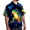 thumbnail image 2 of Starry Sky Frog Men's Short Sleeve Spread Collar Tops, Casual Button Down Shirts, Printed Summer Beach Shirts, Unisex, 2 of 6