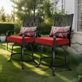 thumbnail image 4 of Wooflex Outdoor Bar Stools Chair Set of 2, Patio Chair with Cushion and Headrest for Garden and Backyard, Red Patterned Cushion, 4 of 8