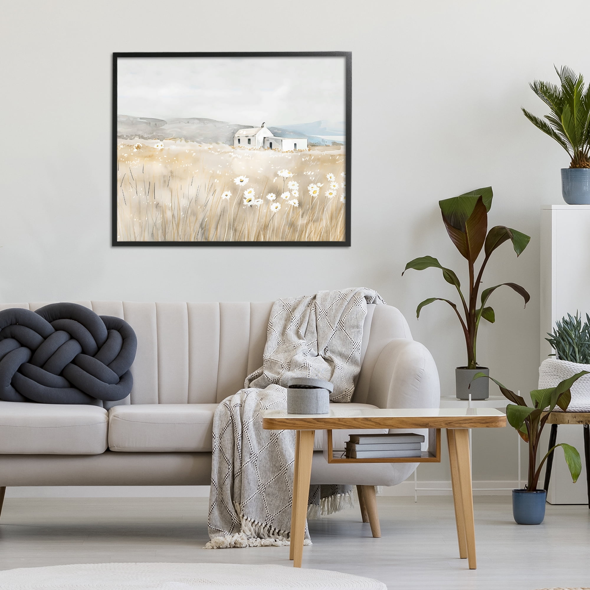 Stupell Industries Rustic Landscape Daisy Meadow Black Framed Giclee Art, design by Creative Studio