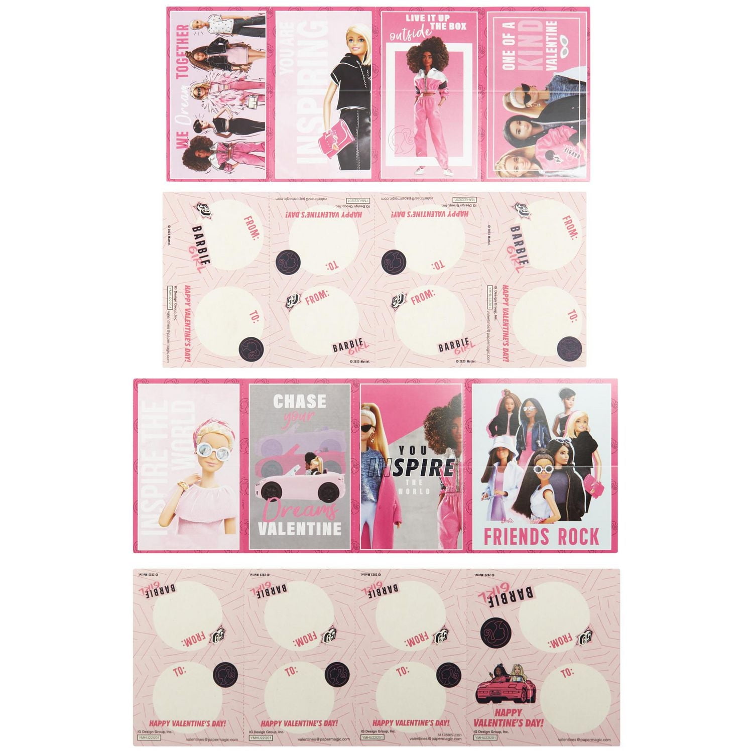 Barbie Valentine Card, 32 Count, Classroom Cards, Classroom Exchange Cards