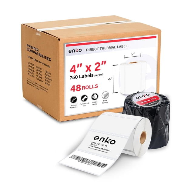 Label eNko 4 x 2 para impresoras de sobremesa Zebra, 36 000 etiquetas