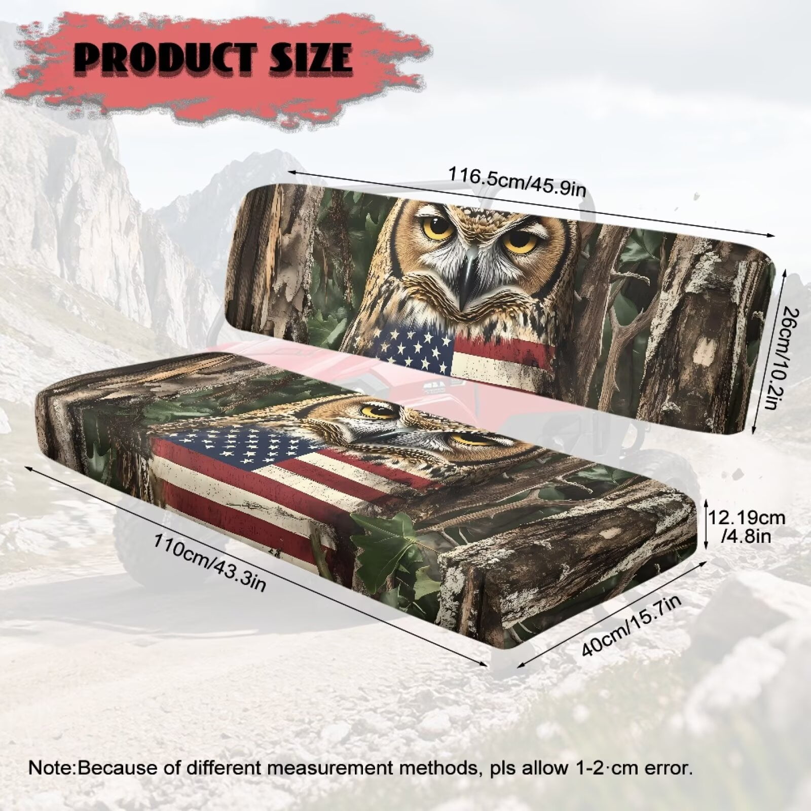 Uorisanigo Mule Seat Cover Anti-Slip American Flag Owl Camo Hunting UTV Front Bench Seat Cover Fit for Kawasaki Mule 3010 UTV Pioneer Seats Accessories Seats Cushion for All Seasons