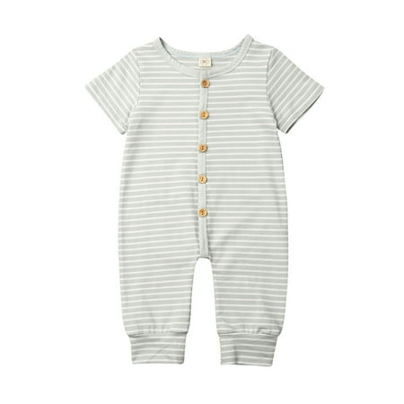

Multitrust Baby Stripe One-piece Romper Short Sleeve Single Breasted Bodysuit