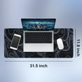 thumbnail image 3 of 11.8x31.5 Inches Topographic Contour Large Gaming Mouse Pad Mat with Stitched Edge Non-Slip Rubber Base Washable Resilient for Office Computers Laptop Table Mouse Pads Mats Accessory (Black-3), 3 of 6