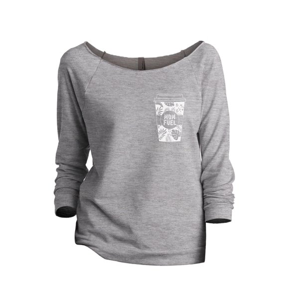 Coffee Is Mom Fuel Women's Fashion Slouchy 3/4 Sleeves Raglan Lightweight Sweatshirt Sport Grey 2X-Large