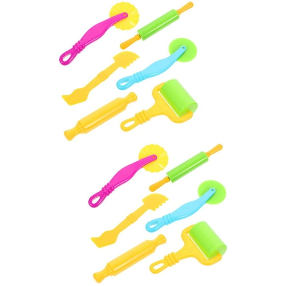 HLONK 2 Pack Dough Tools for Kids Clay Sculpture Kit Rolling Pin Child Colorful