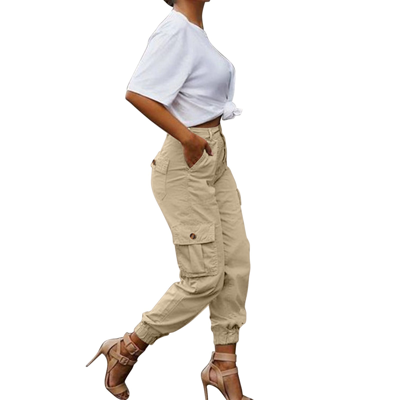 ketyyhchn99 Leather Pants Corduroy Baggy Cargo Pants Women High Waist