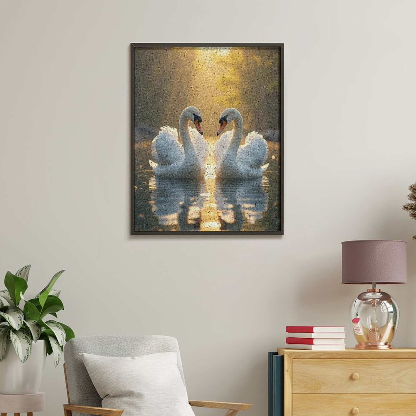 Paint by Numbers Kit for Adults, Swans Reflections Golden Light Paint by Numbers, Easy Paint by Numbers Kit for Adults Beginner, DIY Adult Paint by Number Kits on Canvas, Home Decor