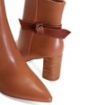 thumbnail image 2 of XYD Women Classic Side Bow Pointy Close Toe Ankle Boots Chunky High Heel Side Zipper Bootie Winter Shoes Size 8 Brown, 2 of 4
