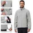 thumbnail image 4 of Muvtei Men's Softshell Jacket Fleece Lined Waterproof Stand Collar Soft Lightweight Shell Rain Jacket Windbreaker Outdoor Hiking LightGrey-S, 4 of 8