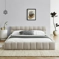 thumbnail image 2 of Queen Size Solid and Stable Upholstered Bed Frame with Thick Fabric, Chenille Fabric Grounded Queen Size Platform Bed with Headboard and Solid Frame, No Box Spring Needed(68''*86,5''*23,5'') (Beige), 2 of 11
