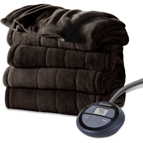 Sunbeam Electric Heated Plush Blanket, King, Walnut (BSM9KKSR47016A0 ...