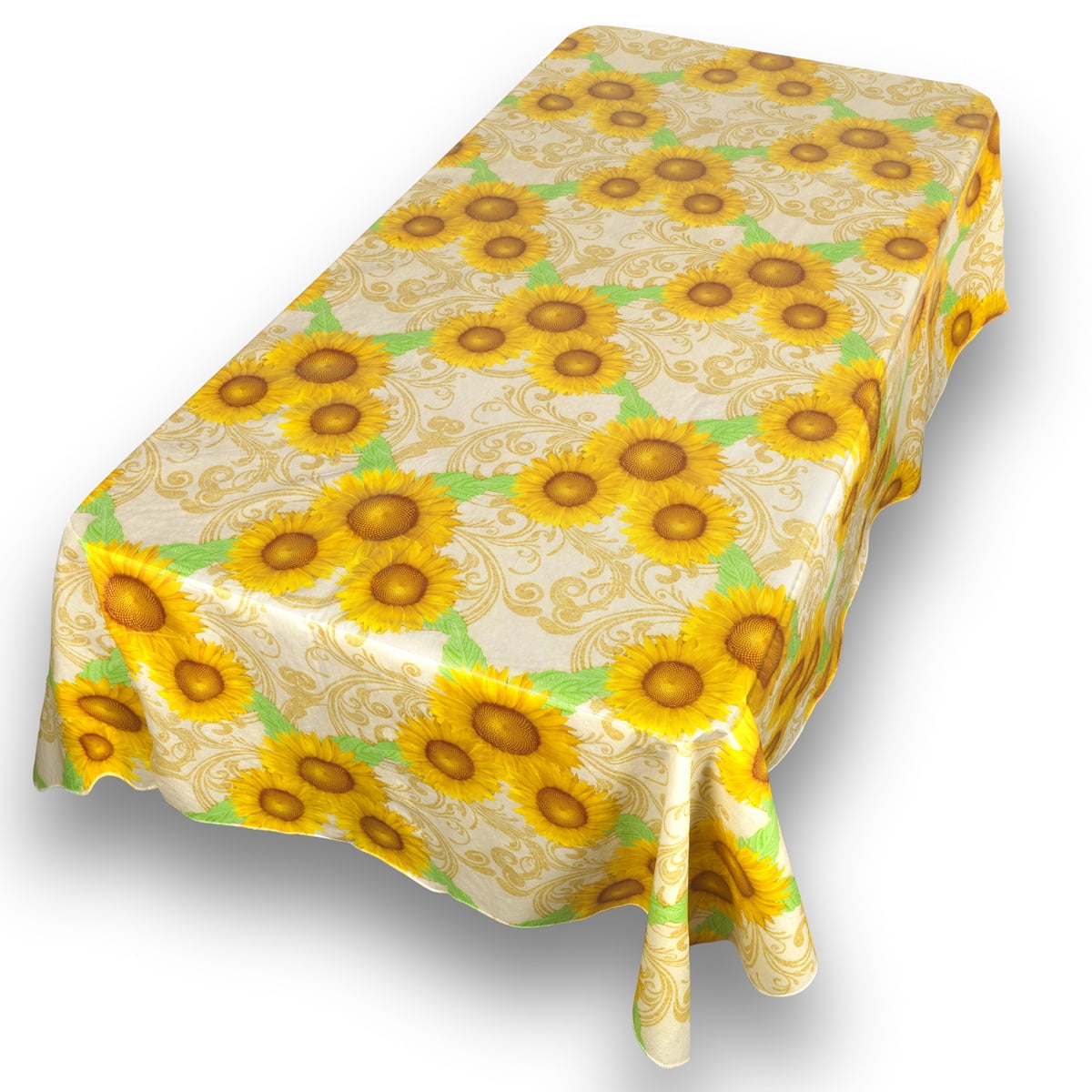 Sunflower Premum Quality Vinyl Flannel Back Oblong Oblong Tablecloth 52" x 70"