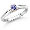 thumbnail image 2 of Gem Stone King 0.18 Ct Round Blue Tanzanite 10K White and Yellow Gold Solitaire Engagement Ring (Size 7), 2 of 4