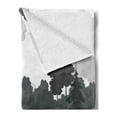 thumbnail image 2 of Lake Forest Soft Flannel Fleece Throw Blanket, Greyscale Landscape of Tree and River Silhouettes, Cozy Plush for Indoor and Outdoor Use, 50" x 70", Grey Grey, by Ambesonne, 2 of 5