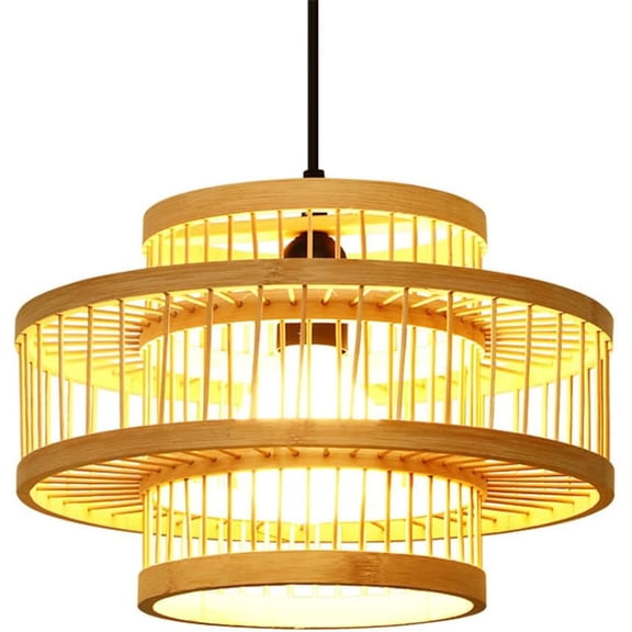 Handmade Ceiling Lighting Fixture Hanging Ceiling Lamp in Wood Beige Ceiling Fixture Japanese Decor Pendant Lamp for Home Kitchen Island Hall Decor Lamp Shades No Bulbs